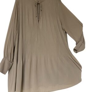 H&M Taupe Long-Sleeve Peasant Dress
